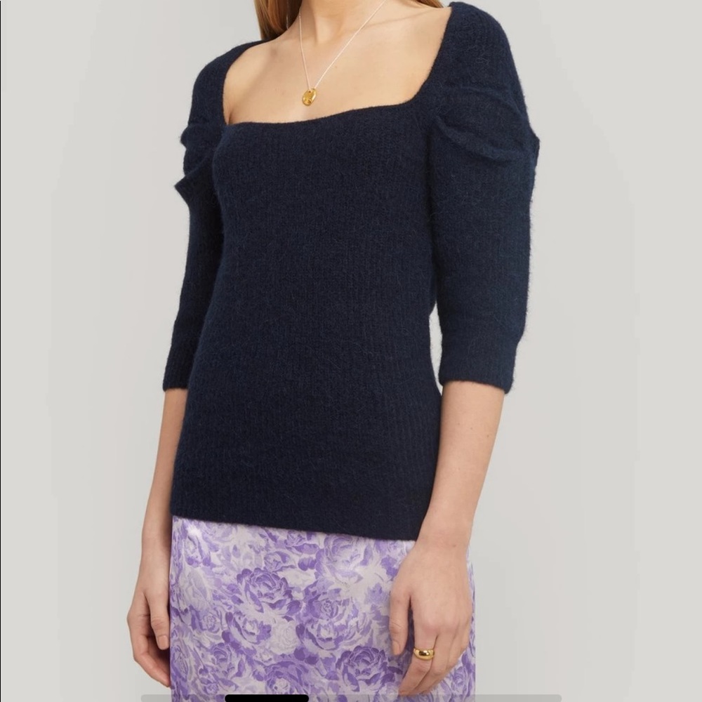 GANNI
Square Neck Wool Knit Top